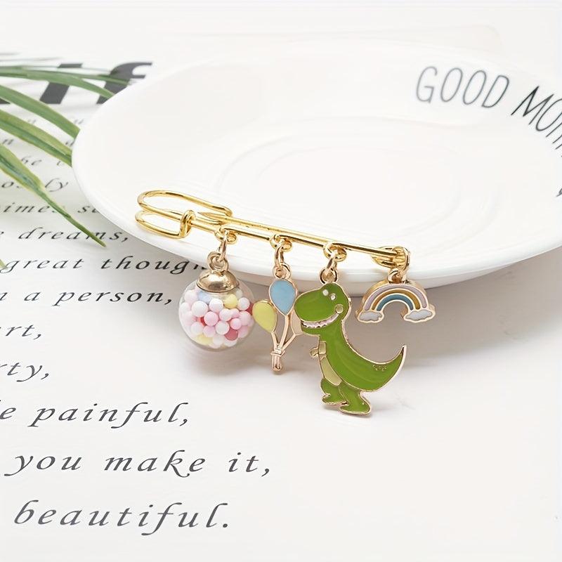 Dino Balloon Rainbow Bridge Brooch Cartoon Pin Anti-light Buckle