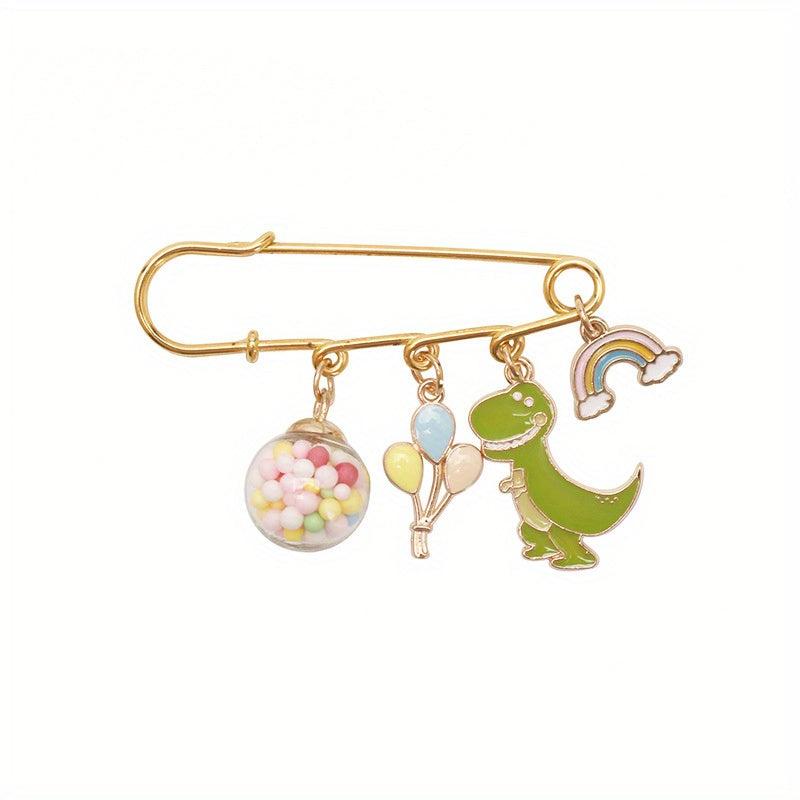 Dino Balloon Rainbow Bridge Brooch Cartoon Pin Anti-light Buckle