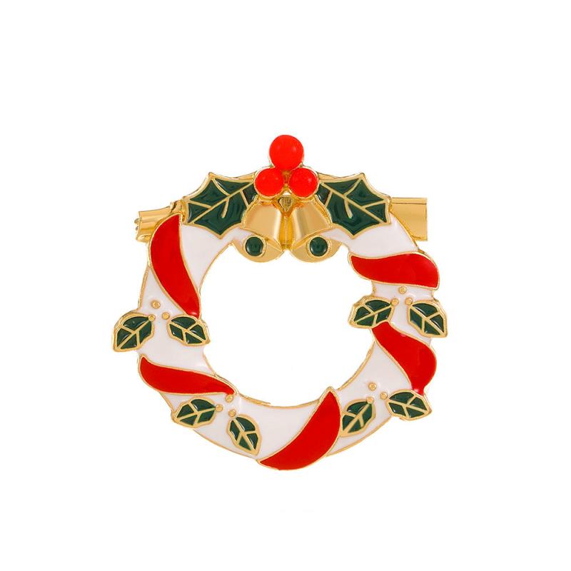 Christmas Drip Oil Santa Claus Tree Wreath Snowman Brooch