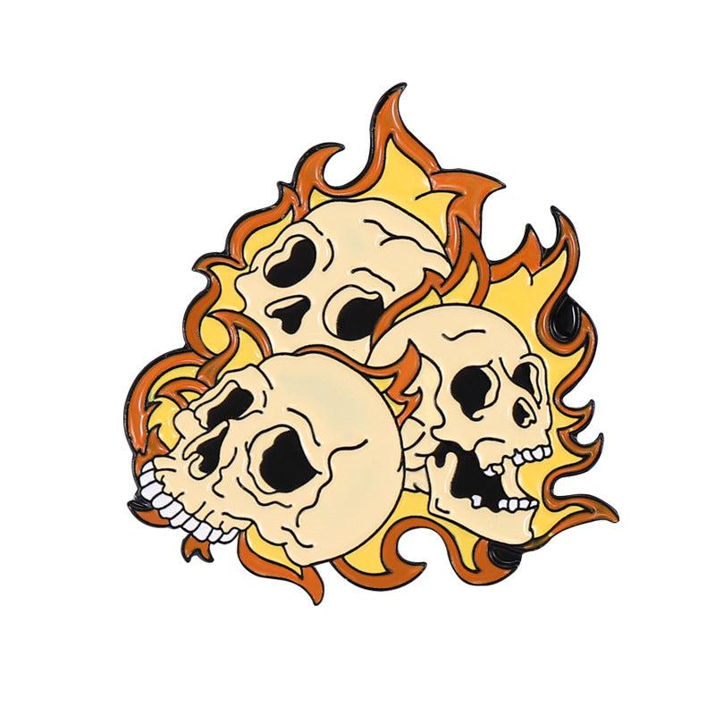 Skeleton Flame Ghost Brooch Pin