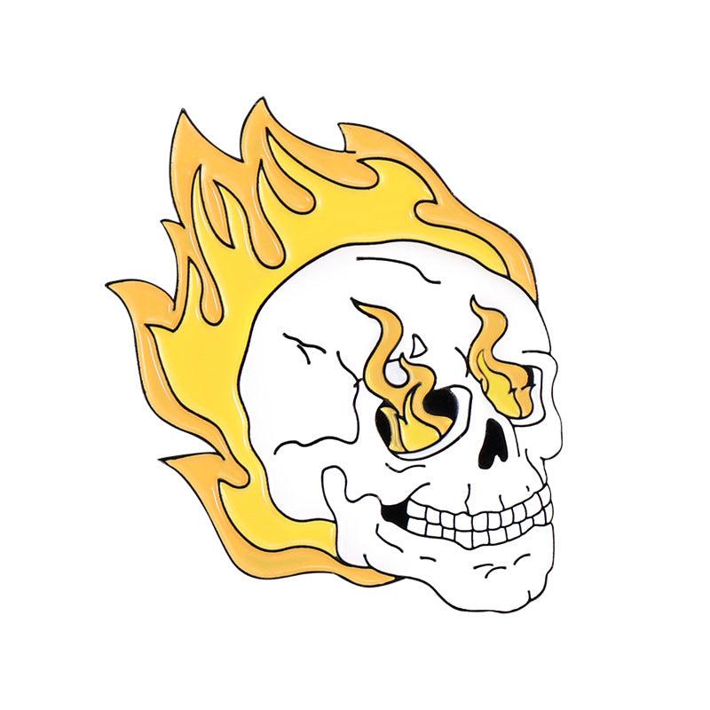 Skeleton Flame Ghost Brooch Pin
