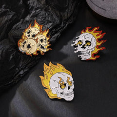 Skeleton Flame Ghost Brooch Pin