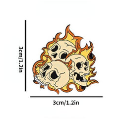Skeleton Flame Ghost Brooch Pin