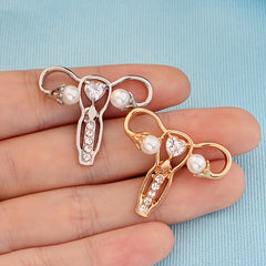 Mother Womb Shaped Crystal Brooch Human Organ Design