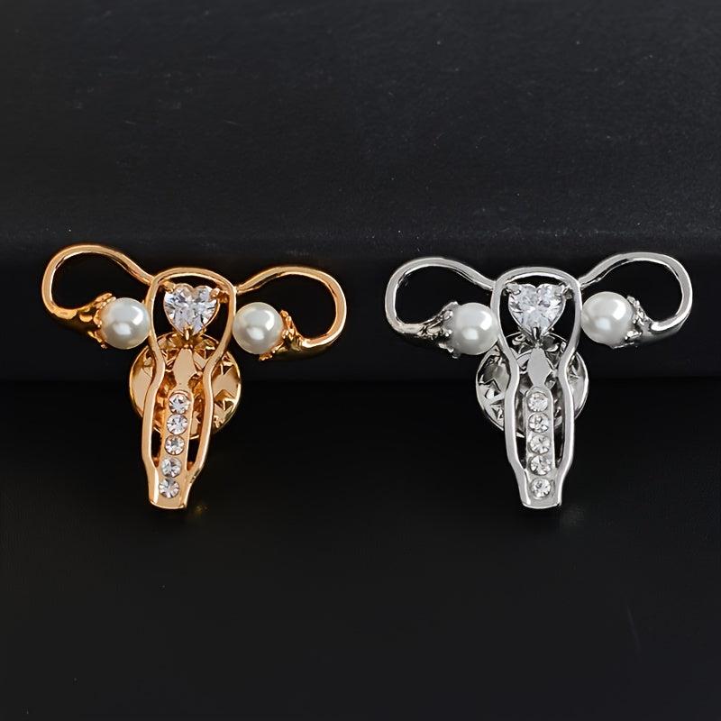 Mother Womb Shaped Crystal Brooch Human Organ Design