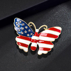US Flag Brooch with Diamonds Oil Painting Pin
