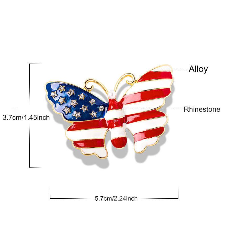 US Flag Brooch with Diamonds Oil Painting Pin