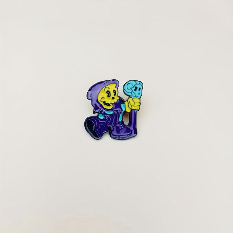 Skull Wizard Pin Brooch Halloween Costume Brooch