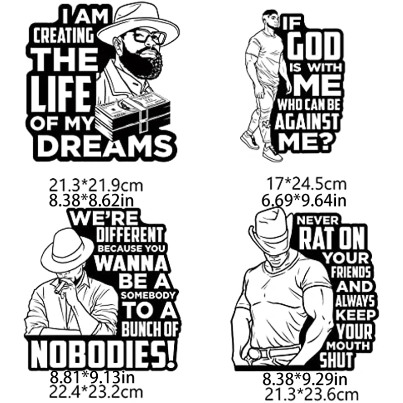 Men's Iron-On Stickers, Retro Heat Transfer Printing DIY Decals