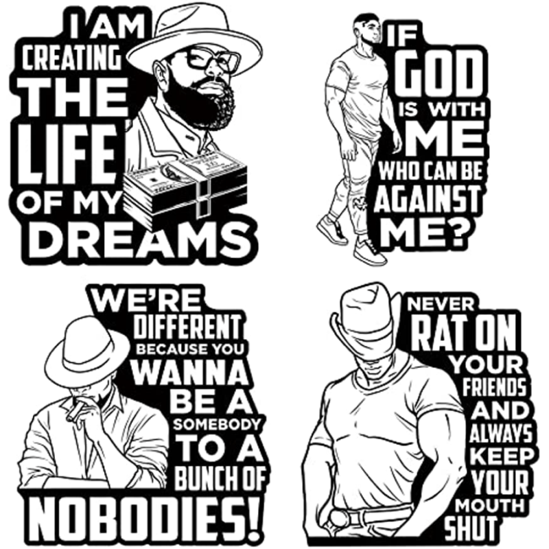 Men's Iron-On Stickers, Retro Heat Transfer Printing DIY Decals