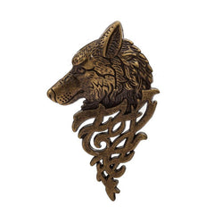 Retro Men's Wolf Head Brooch Pin Collar Accessory