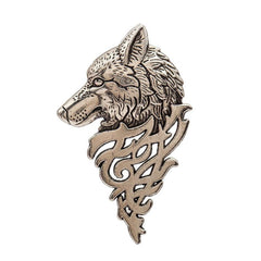 Retro Men's Wolf Head Brooch Pin Collar Accessory