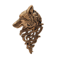 Retro Men's Wolf Head Brooch Pin Collar Accessory
