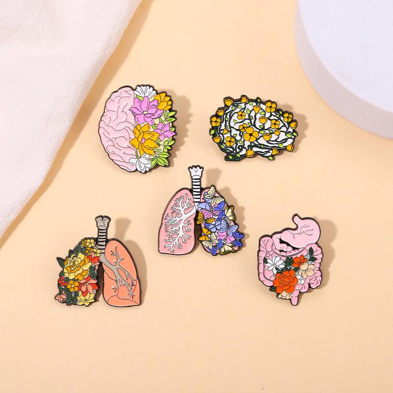 Human Organ Flower Brooch For Men