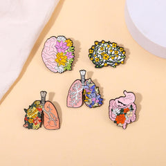 Human Organ Flower Brooch For Men