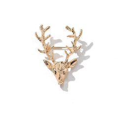 Men's Elk Brooch Golden Antlers Pin Christmas Gift