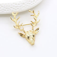Men's Elk Brooch Golden Antlers Pin Christmas Gift