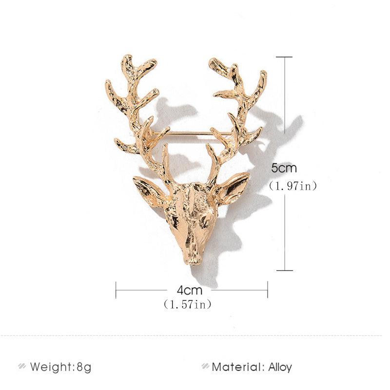Men's Elk Brooch Golden Antlers Pin Christmas Gift