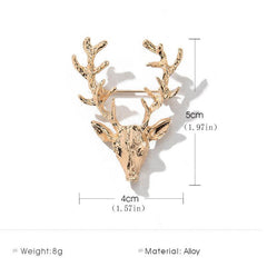 Men's Elk Brooch Golden Antlers Pin Christmas Gift