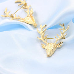 Men's Elk Brooch Golden Antlers Pin Christmas Gift
