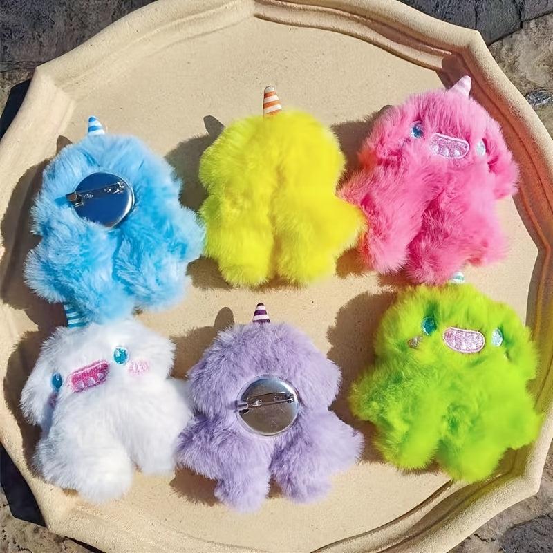 Cartoon Plush Unicorn Little Monster Boy Brooch