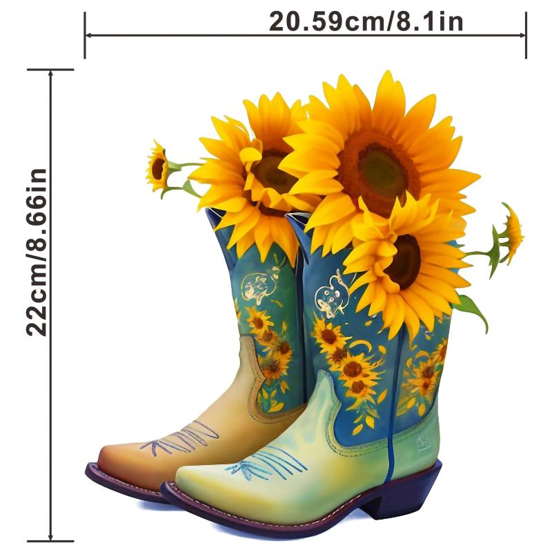 Sunflower Cowboy Boots Iron on Patches For Men