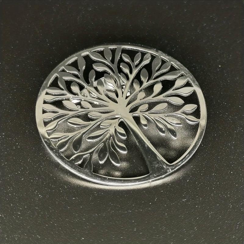 Stainless Steel Hollow Chrysanthemum Tree Of Life Brooch
