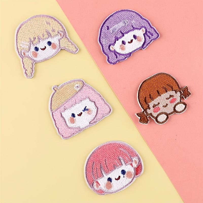 5pcs Girl Embroidered Cloth Patches DIY Sewing Appliques