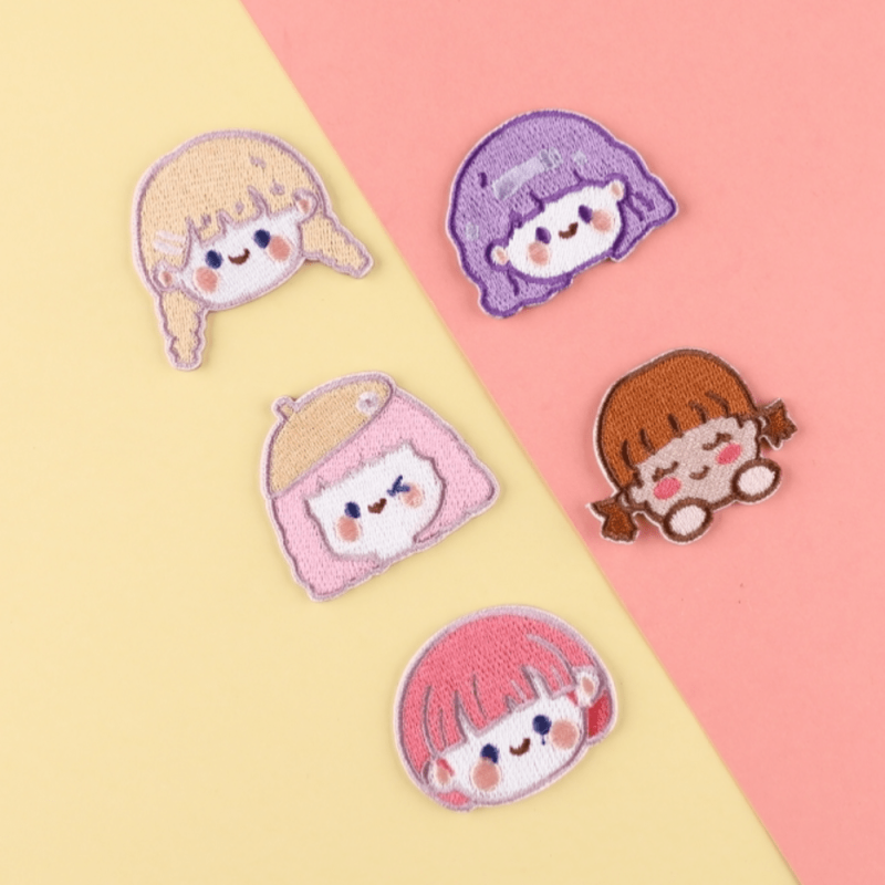 5pcs Girl Embroidered Cloth Patches DIY Sewing Appliques