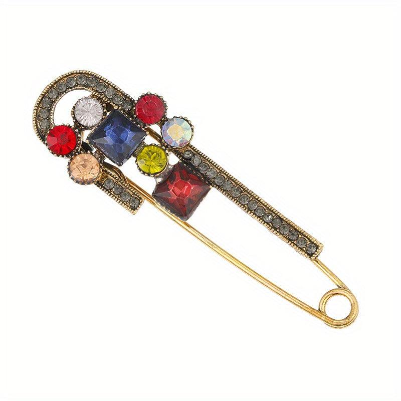 Crystal Safe Pin Brooch Vintage Large Brooch Sweater Brooch