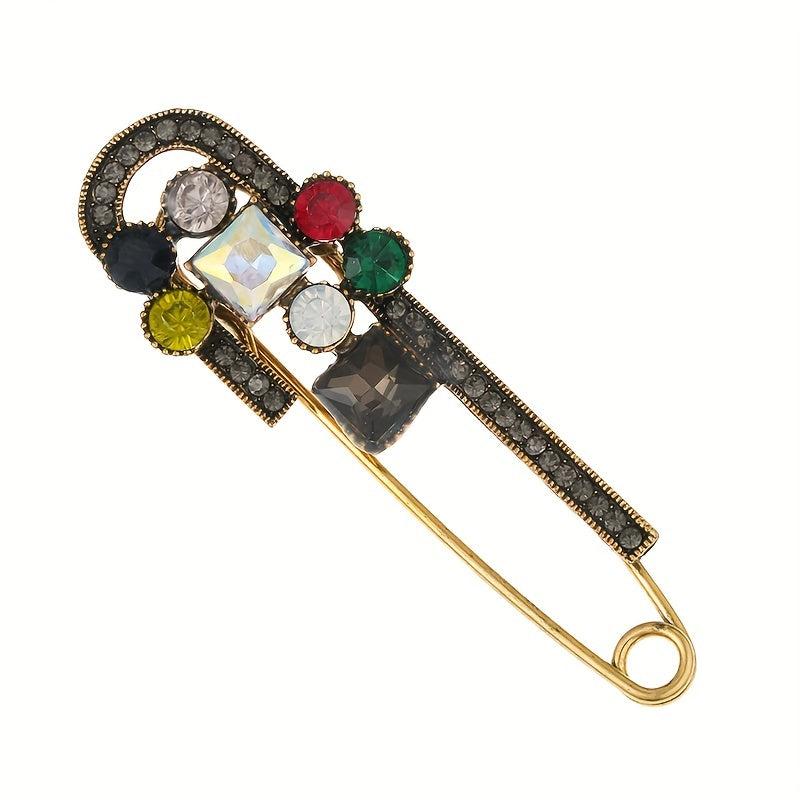 Crystal Safe Pin Brooch Vintage Large Brooch Sweater Brooch