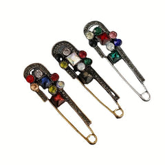 Crystal Safe Pin Brooch Vintage Large Brooch Sweater Brooch