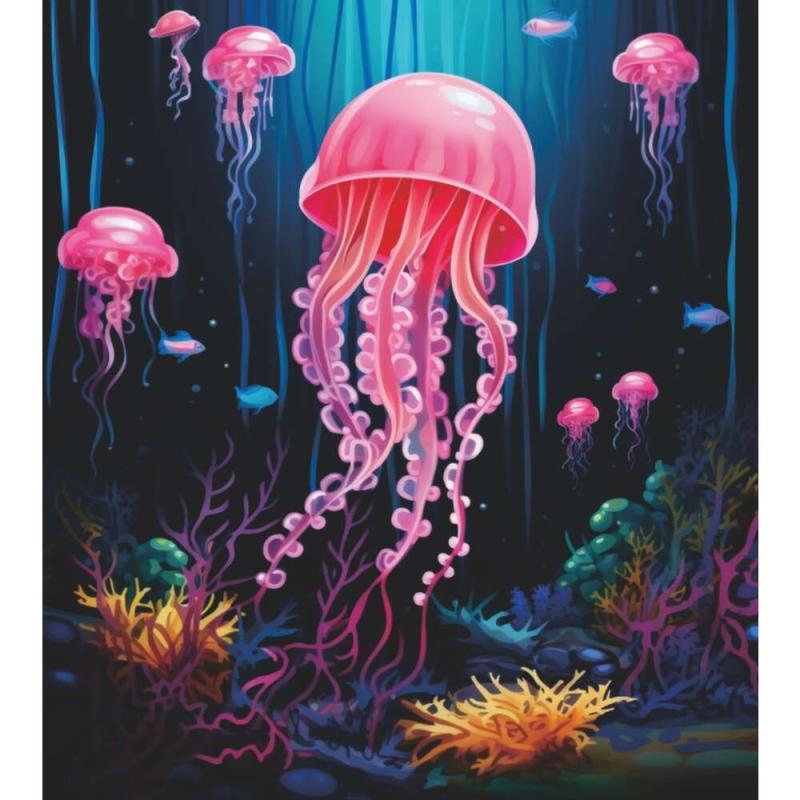 Pink Jellyfish Heat Transfer Printing Stickers for Men