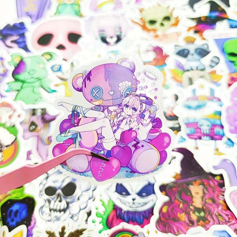 50 Pcs Pastel Gothic Stickers Horror Cartoon Waterproof Vinyl Stickers