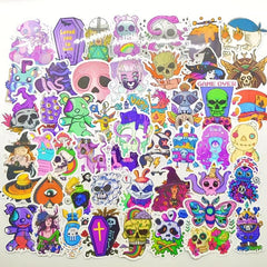 50 Pcs Pastel Gothic Stickers Horror Cartoon Waterproof Vinyl Stickers