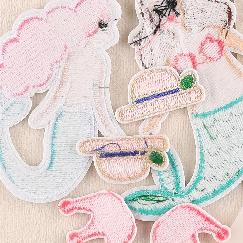 6pcs Mermaid Crown Hat Cloth Stickers DIY Decoration Accessories