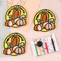 Embroidery Round Frame Letter Pumpkin Patches For Girls