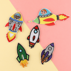 5pcs Space Rocket Astronaut Embroidery Patches DIY Clothes Accessories