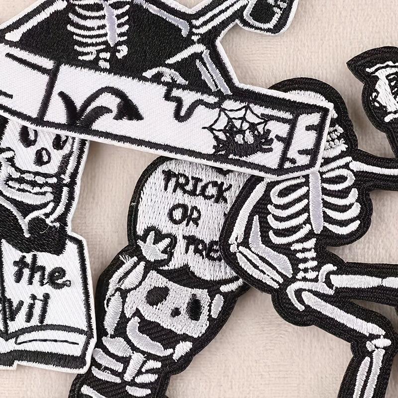 8pcs Skull Embroidery Patches Cloth Stickers For Men