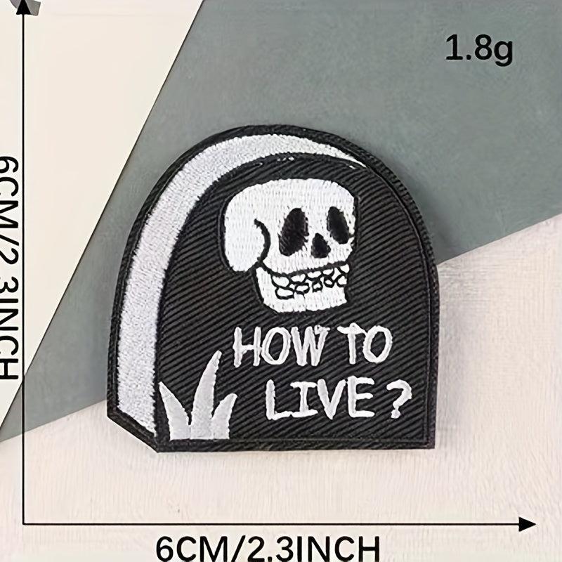 8pcs Skull Embroidery Patches Cloth Stickers For Men