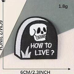 8pcs Skull Embroidery Patches Cloth Stickers For Men