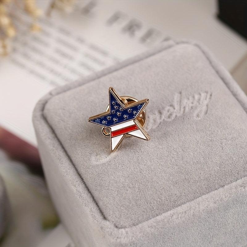 Star Flag Brooch Men's Pentagram Independence Brooch Coat Gift