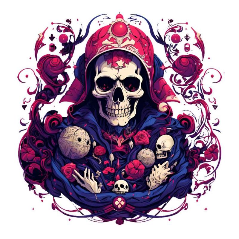 Skull Magician Sticker Musical Instruments Hoodie Decoration