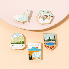 Landscape River Architecture Brooch For Men