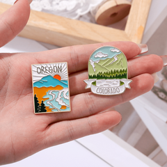 Landscape River Architecture Brooch For Men
