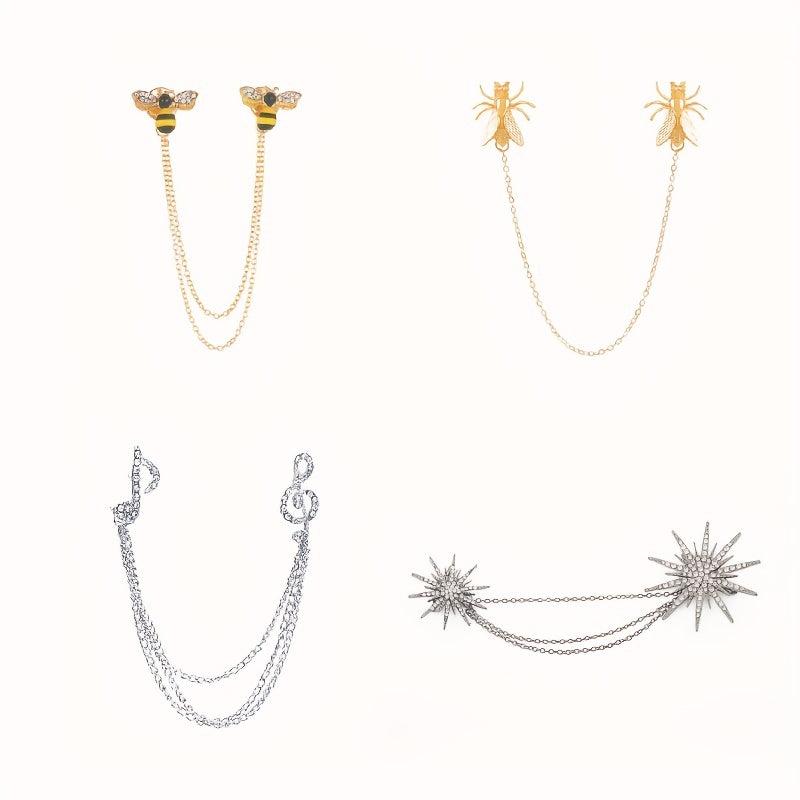 Music Note Snowflake Tassel Chain Brooch Insect Bee Cicada Beetle Tassel Chain