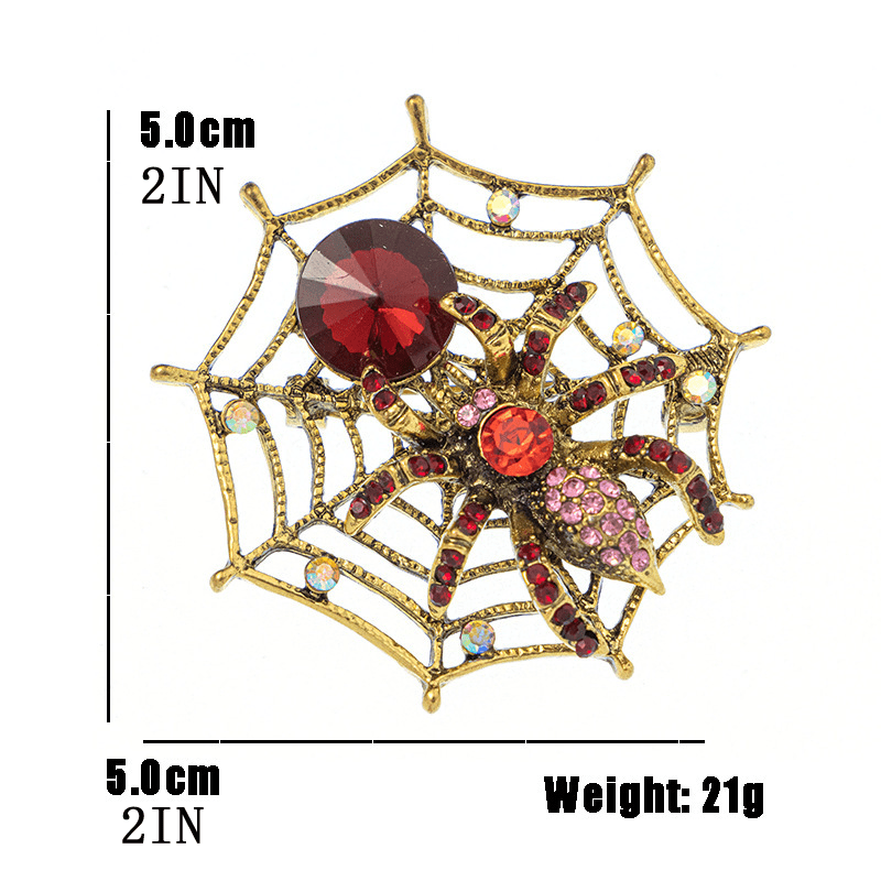 Retro Spider Web Spider Rhinestone Necklace Brooch Dual purpose Insect Brooch