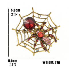 Retro Spider Web Spider Rhinestone Necklace Brooch Dual purpose Insect Brooch