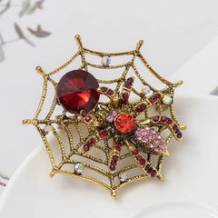 Retro Spider Web Spider Rhinestone Necklace Brooch Dual purpose Insect Brooch