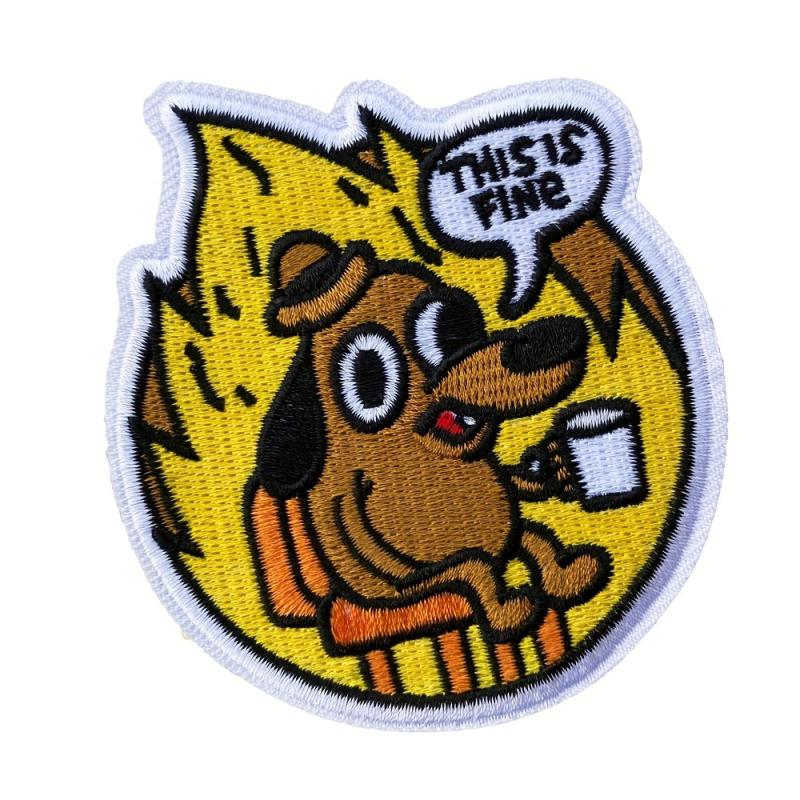 This Is Fine Dog Patch Iron On Sew On Applique
